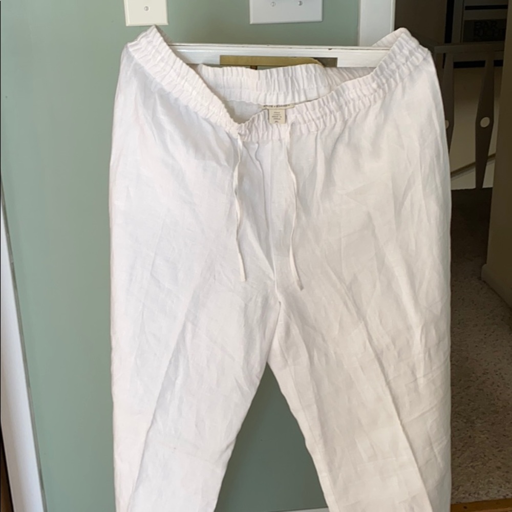 Drawstring Wide-legged Linen Pants